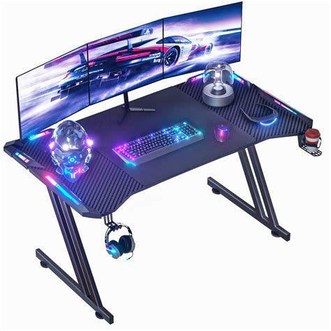 Buy RGB Gaming Desk 120cm Large Gaming Table for Laptop, Computer Desk Gaming PC Pro Carbon ...