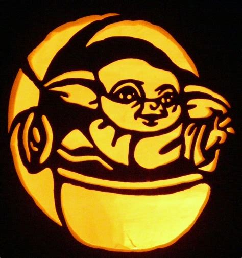 Baby Yoda Pumpkin Stencil Printable