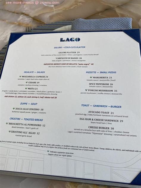 Online Menu of Lago Restaurant, Las Vegas, Nevada, 89109 - Zmenu