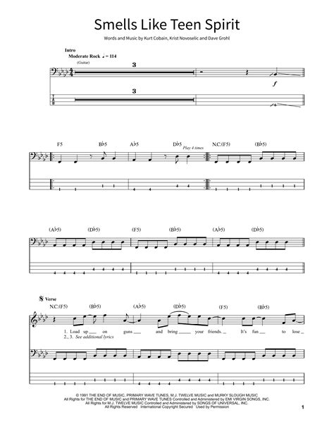 Smells Like Teen Spirit Drum Sheet Music