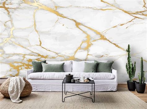 3D Gold White Marble Wallpaper Removable Self Adhesive | Etsy Australia | Marble wall mural ...