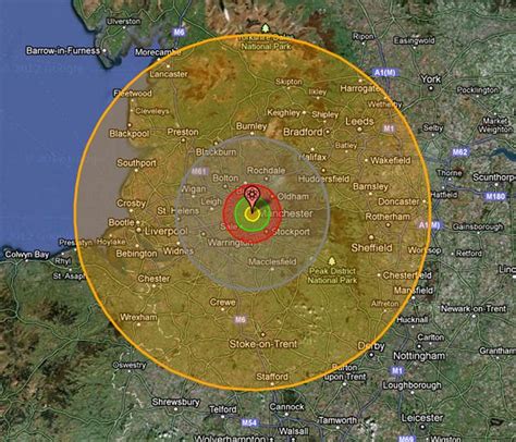 Nuclear Bomb Radius Interactive Map