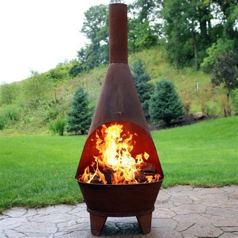 Sunnydaze 60" Chiminea Wood-burning Fire Pit Steel with Oxidized Rustic ...