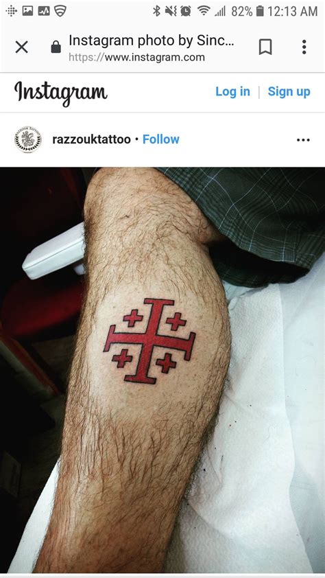 Red Crusader Cross Tattoo