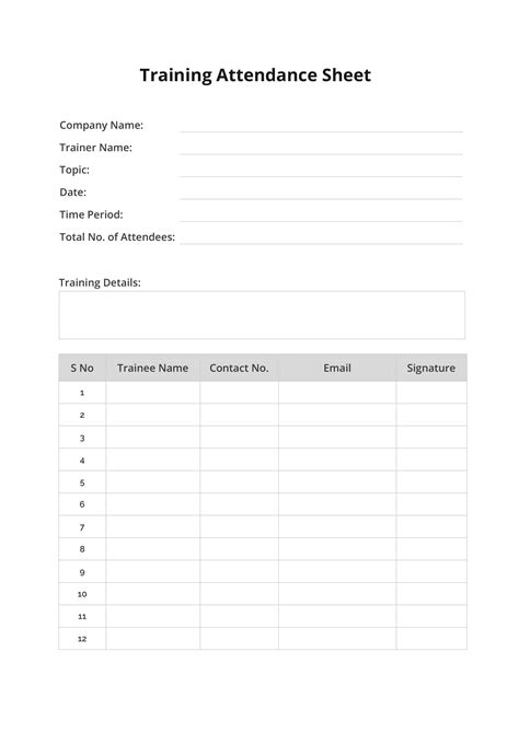 Training Attendance Sheet Template in Microsoft Word | Template.net