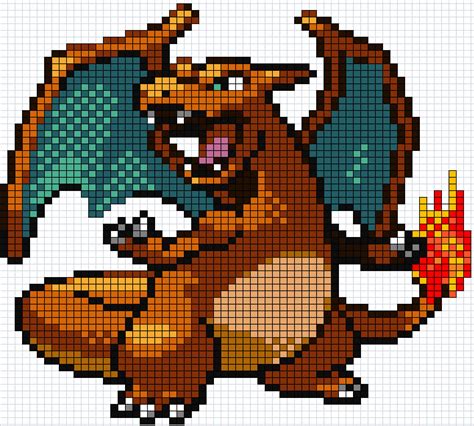 minecraft charizard pixel art grid Charizard pixel minecraft deviantart - Pixel Art Grid