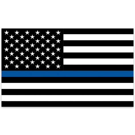 Police Tribute American Flag - Black and White US Flag with Single Blue ...