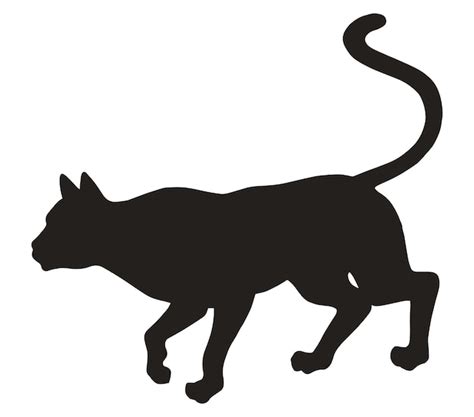 Premium Vector | Crouching cat silhouette logotype monochrome