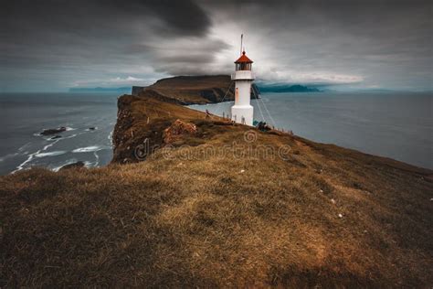 Lighthouse in Mykines Faroe Stock Photo - Image of background, island ...