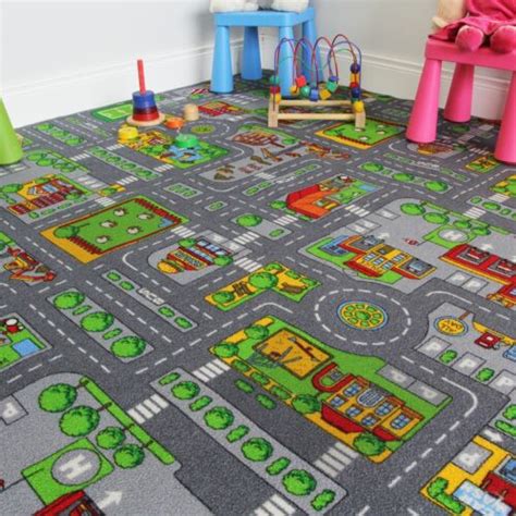 200x200 Square Street Kids Village Town Rug City Car Roads Fun Play ...