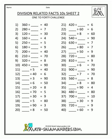 Printable Long Division Worksheets. With Remainders And - Math ...