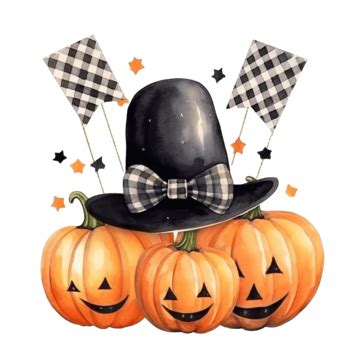 Halloween Pumpkins Watercolor, Balloons And Hat Decors, Halloween Monster, Halloween Night PNG ...