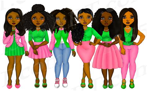 AKA Clipart, Alpha Kappa Alpha Sorority Clipart Natural Hair (484376) | Illustrations | Design ...