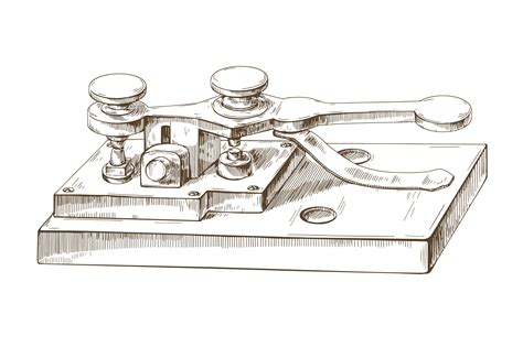 Hand drawn vintage telegraph machine | Technology Illustrations ~ Creative Market