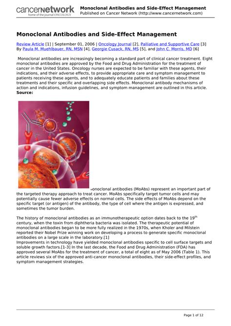 (PDF) Monoclonal antibodies and side-effect management