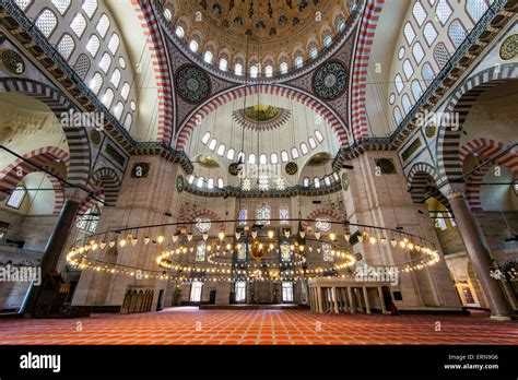 Interior view of the Suleymaniye Mosque, Istanbul, Turkey Stock Photo - Alamy