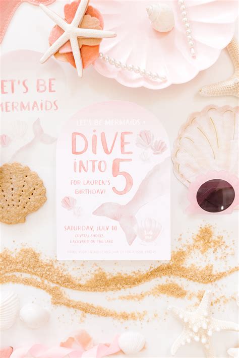 DIVE INTO FIVE modern pink mermaid pool party — emelbe design