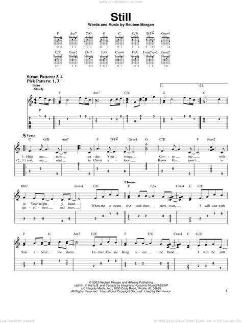 Hillsong - Still sheet music for guitar solo (easy tablature)