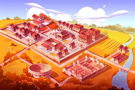 Ancient Rome, isometric cartoon autumn cityscape 12996621 Vector Art at Vecteezy