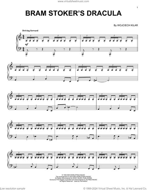 Bram Stoker's Dracula sheet music for piano solo (PDF)