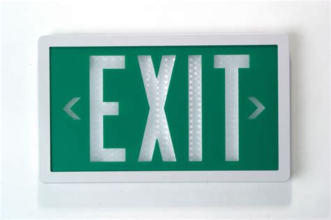 GRAINGER APPROVED 1 Face Self-Luminous Exit Sign, Green Background Color, White Frame Color, 20 ...