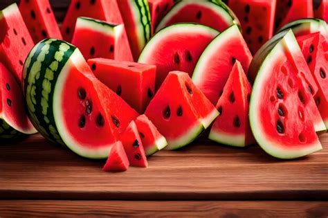 Premium AI Image | A group of watermelon cut in half.