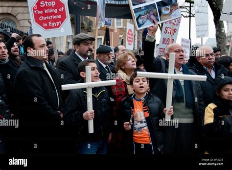 Egyptian Copts protest against an increase in Islamic persecution and attacks against the ...