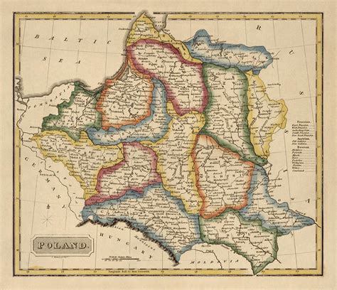 Antique Map Of Poland By Fielding Lucas - Circa 1817 Drawing by Blue ...