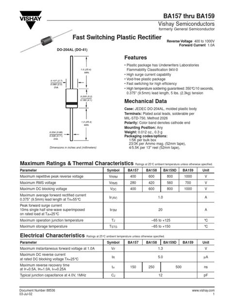 Ba159 Diode Datasheet Pdf