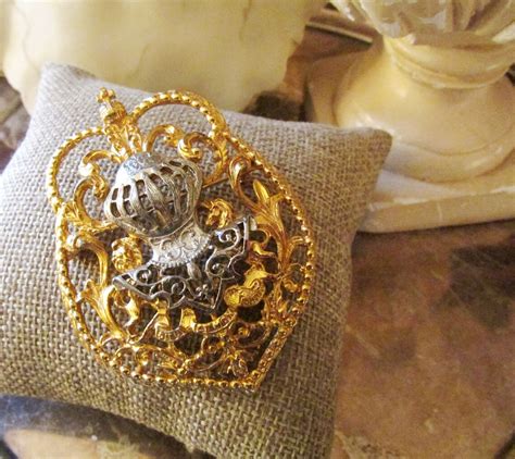 Signed ART Heraldic Shield Brooch Royal Crest Coat of Arms | Etsy