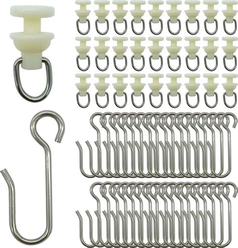 Amazon.com: 120 PCS Curtain Track Hooks Rail Plastic Wheeled Curtain Carrier with Steel Glider ...