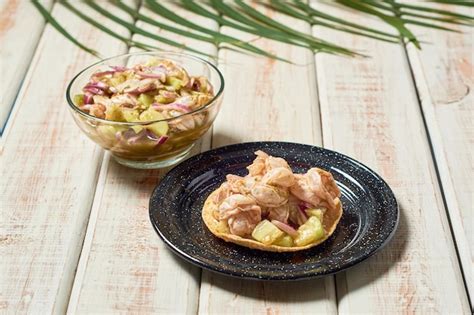 Premium Photo | Aguachile shrimp dish in lemon juice and green sauce ...