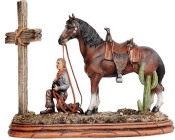 (RWRA8812) Western Praying Cowboy & Cross Sculpture | Cowboy cross ...