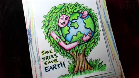 How To Draw Save Trees Save Earth Poster Chart Drawing For Competition ...