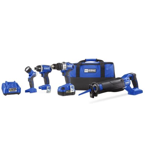 Kobalt 4-Tool 24-Volt Max Brushless Power Tool Combo Kit with Soft Case ...