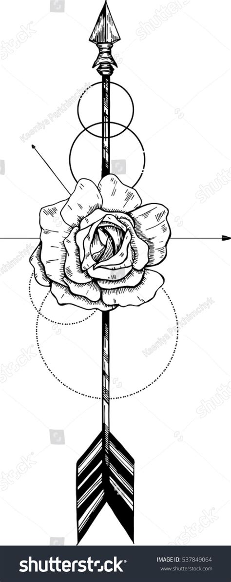 Hand Drawn Boho Style Arrow Rose Stock Vector (Royalty Free) 537849064 | Shutterstock