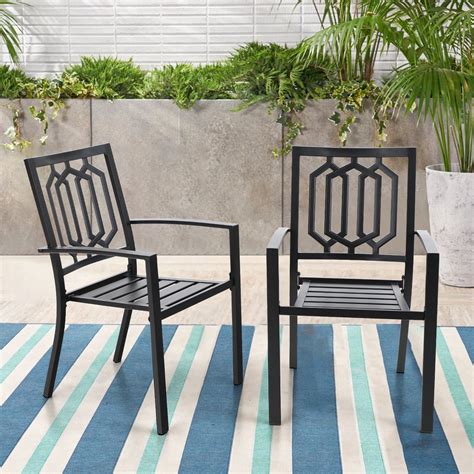 MF Studio Outdoor Chairs Set of 2, Iron Metal Dining 300 LBS Weight ...