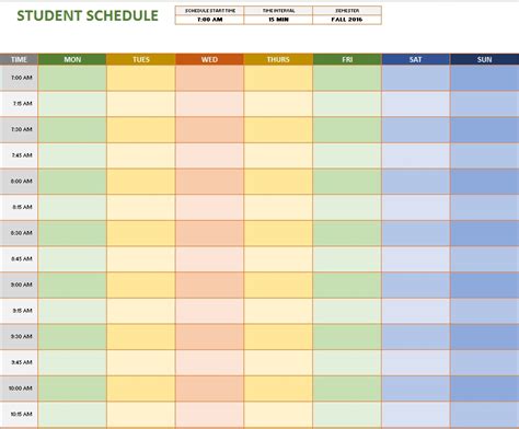 weekly-student-schedule-template 8 - Printable Samples