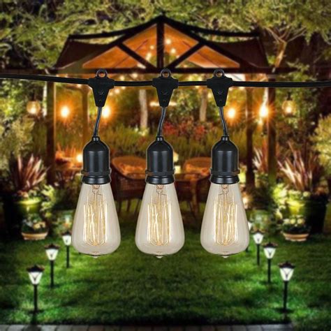 48 Foot S14 Edison Outdoor String Lights - Suspended Socket - Commercial Grade String Lights ...