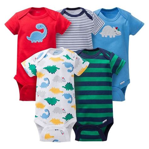 Gerber® Baby Boys' 5pk Striped Dino Onesies® - Red/Blue NEW BORN FREE ...