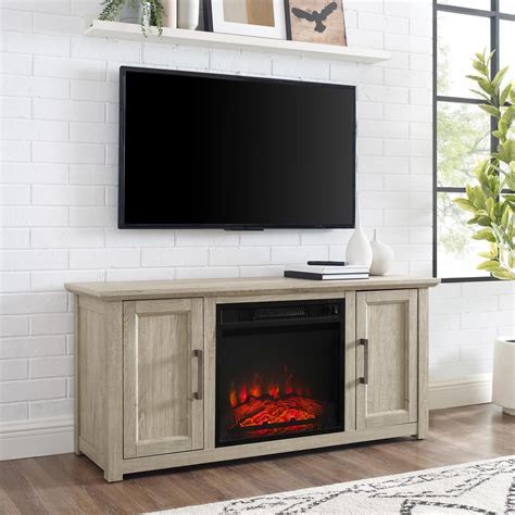 Camden 48" Low Profile Tv Stand W/Fireplace Frosted Oak - Walmart.com ...