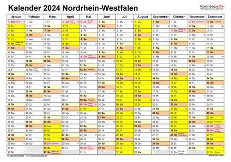 Kalender 2024 NRW: Ferien, Feiertage, PDF-Vorlagen