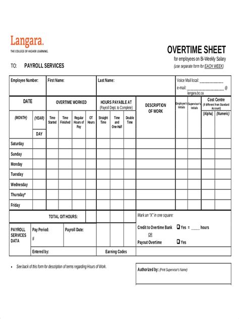 Overtime Sheet - 7+ Examples, Google Docs, Google Sheets, Excel, Word ...