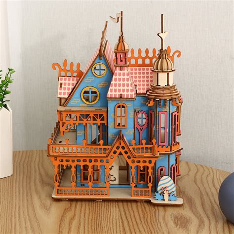 Colorful 3D Puzzles DIY Dream Villa,Wooden 3D Villa Puzzle, Colorful Building Construction Kits ...