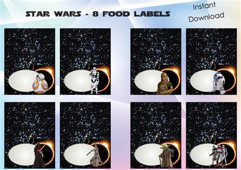 Star Wars food labels Star Wars party Star Wars by nsprintdesign