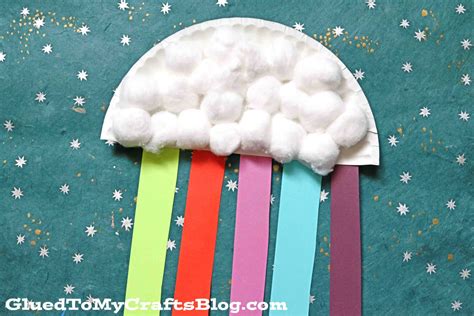 Paper Plate & Cotton Ball Rainbow Cloud