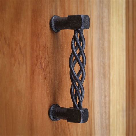 Drawer Pulls Black Wrought Iron 3-1/2" Set of 4