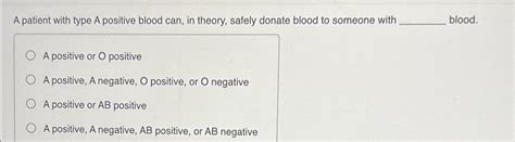 Solved A patient with type A positive blood can, in theory, | Chegg.com