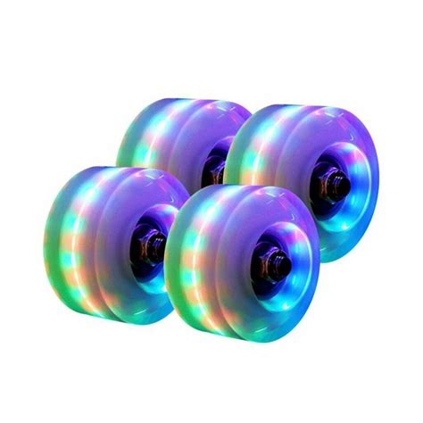 LED Light Up Roller Skate Wheels, 8 Wheels, ABEC-5 Bearings, Pink, Red, Blue, White, Multicolor ...