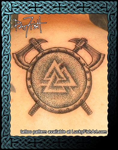 Viking Valknut War Shield Tattoo Design